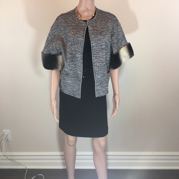 Sachin + Babi Grey Fur Trimmed Open Jacket - Picture 4 of 8